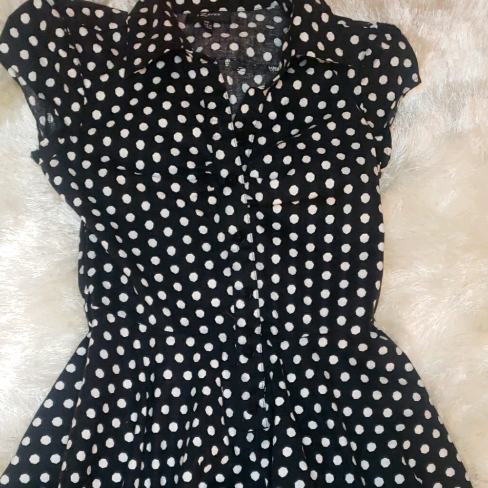 Black and white polkadot dress